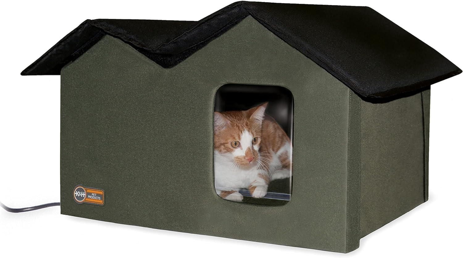 K&H Kitty House Extérieur Chauffant Extra-Wise Vert olive