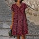thumbnail image 2 of Gibobby Vestido corta de fiesta casual Vestido de camiseta corto suelto con cuello en V de lunares para mujer(Vino,XL), 2 of 4
