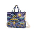 thumbnail image 2 of Corduroy Composite Fabric Tote Bag Magnetic Snap Large Capacity Crossbody Bag Beige Shoulder Strap Whimsical Cartoon Bee, 2 of 8