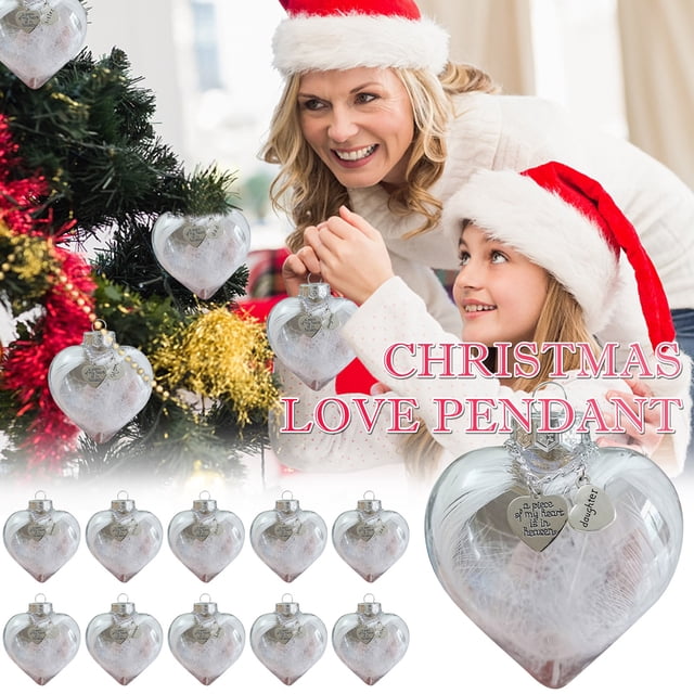 Xihbxyly Colgante de Plumas de Ángel Navideño, Grabado de Corazón Conmemorativo, Lujoso Adorno para Árbol, Perfecto para Intercambiar Regalos Navideños, Adorno Conmemorativo, Tamaño 10 X 9 Cm