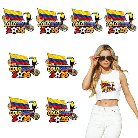 8 large-sized iron-on transfer sheets , DTF Transfer Ready to Press for T-Shirts, Colombia Flag Toucan Soccer 2026, Waterproof Heat Transfer Vinyl for Apparel(28CM-11.02in)