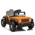thumbnail image 7 of 12V Ride on Toy for Kids, 2-in-1 Truck/Go Kart Freely Switched, Ride on Car w/Remote Control, Creative Building Block Assembly, 4-Wheel Suspension, LED Lights, Electric Car for Boy Girl Gift (Orange), 7 of 7