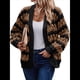 thumbnail image 2 of Suéter de Invierno de Punto Holgado con Rayas y Mangas Farol para Mujer, Moda de Otoño Marrón Negro L, 2 of 10