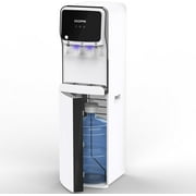Self Cleaning Bottom Loading Water Cooler Dispenser for 5 Gallon Bottles Empty Bottle Alert Night Light 3 Temperatures Child Safety Lock White