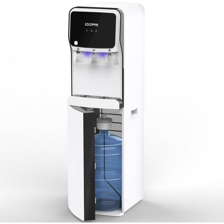 Self Cleaning Bottom Loading Water Cooler Dispenser for 5 Gallon Bottles Empty Bottle Alert Night Light 3 Temperatures Child Safety Lock White