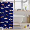 thumbnail image 3 of Manfei Abstract Fish Shower Curtain 72Wx72L, Marine Animal Bathroom Curtain, Navy Orange, 3 of 5