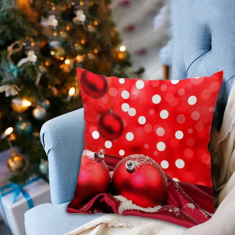 Holloyiver Christmas Pillow Covers 18x18 Inch Merry Christmas Pillow Cases Christmas Velvet Throw Pillow Covers Red Green Gold Xmas Holiday Pillow Covers Outdoor Couch Sofa Cushion Covers for New Year...