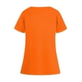 thumbnail image 3 of Women's Classic Fit Crewneck Scrub Top – 4-Way Stretch Durable Material with Well-Placed Pockets Orange L, 3 of 3