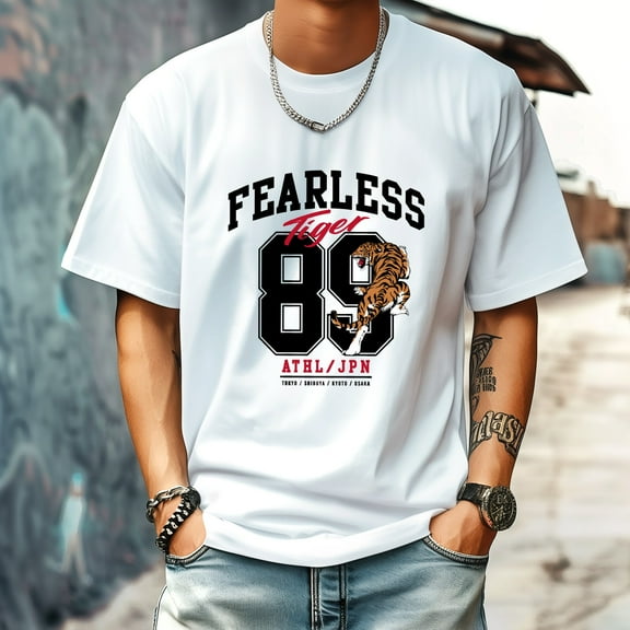 Men's T Shirt Round Neck Patterned Tee Summer New Sports Shirt Vintage Style Gift for Friends XS