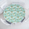 thumbnail image 3 of Ambesonne Cartoon Fitted Round Tablecloth, Harp in Sky Print Clouds, 56"- 60" Diameter, Earth Yellow Seafoam, 3 of 5