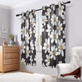 thumbnail image 6 of White Daisies Black Background Semi Sheer Curtains for Living Room Bedroom Set of 2 Insulated Window Drapes, 6 of 6