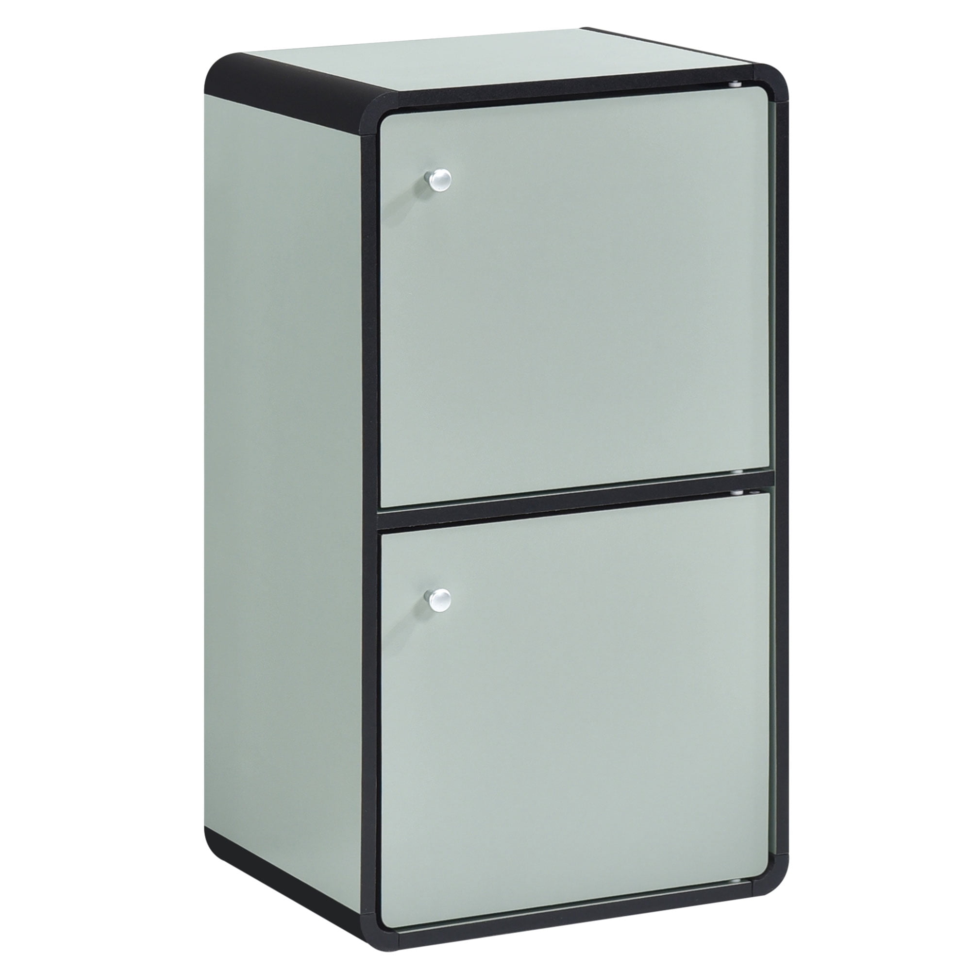 Kings Brand Furniture Dothan Wood 2-Cubed Closed Bookcase - Storage Shelf Organizer Bookshelf, Sage Green