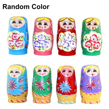 

Wanwan 1 Set Nesting Doll Unique Pattern Wear Resistant Wood Girls Russian Stacking Dolls Desktop Decor for Home