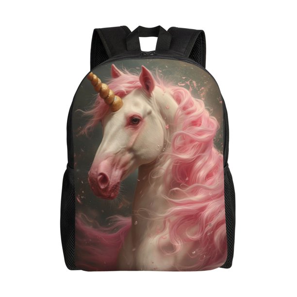 Disketp Haired White Horse Mochila Unisex de Apertura Lateral Completa, Mochila para Laptop para Escuela, Trabajo y Viajes