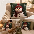 thumbnail image 3 of Christmas Snowman 3D Throw Pillow Cover, 17.72 Inch Linen Cushion Case with Cartoon Design, Winter Holiday Decor for Sofa Bed, 3 of 6