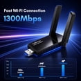thumbnail image 3 of Atzeste AC1300 USB WiFi Adapter for PC, 1300Mbps Dual 5Dbi Antennas 5G/2.4G Wireless Network Adapter, MU-MIMO WiFi Dongle, for Desktop PC Laptop Windows 11/10/8.1/7/XP, 3 of 6