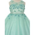 thumbnail image 2 of Big Girls Elegant 3D Flowers Sequence Tulle Saint Belt Waist Easter Flowers Girls Dresses Aqua 10 (C50C26C), 2 of 4