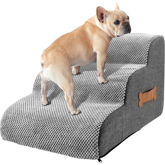 LINFANG Dog Ramp Stair Stable 2/3 Step Small Dog Stair Safe Sponge Filling Pet Ladder Ramp Nonslip Bottom for Cat Puppy Pet