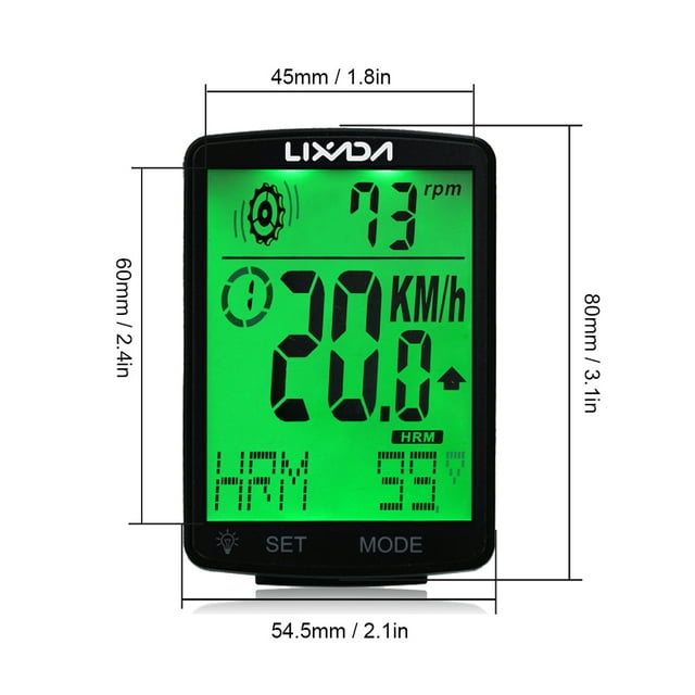 Bike Computer LIXADA 3 in 1 Wireless Bike Computer Multi Functional LCD Screen Computer with Heart Rate Sensor Mountain Bike Speedometer IPX7 Waterproof Cycling Measurable Stopwatch