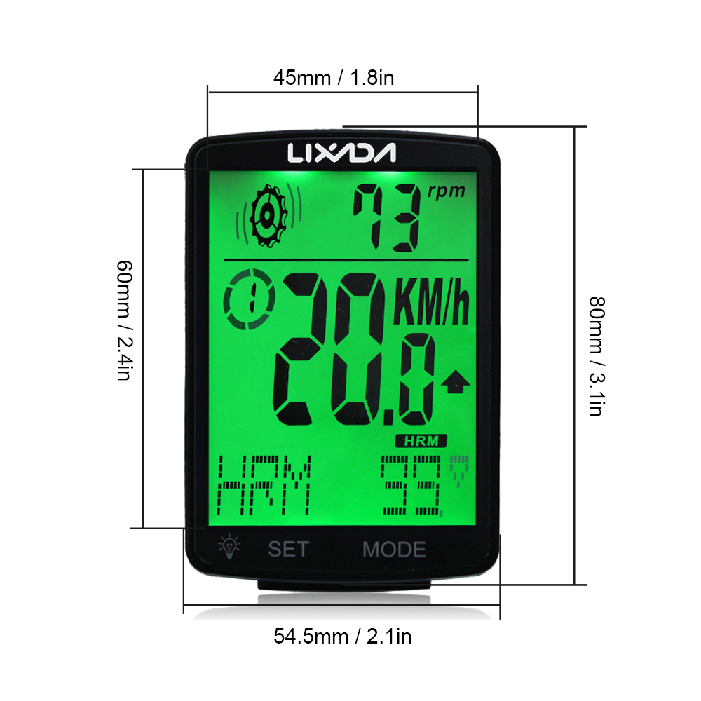 LIXADA 3 in 1 Wireless Bike Computer Multi Functional LCD Screen Bicycle Computer with Heart Rate Sensor Mountain Bike Speedometer Odometer IPX7 Waterproof Cycling Measurable Temperature Sto - image 3 of 7