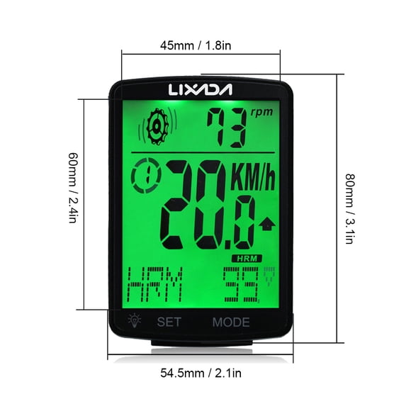 Bike Computer LIXADA 3 in 1 Wireless Bike Computer Multi Functional LCD Screen Computer with Heart Rate Sensor Mountain Bike Speedometer IPX7 Waterproof Cycling Measurable Stopwatch