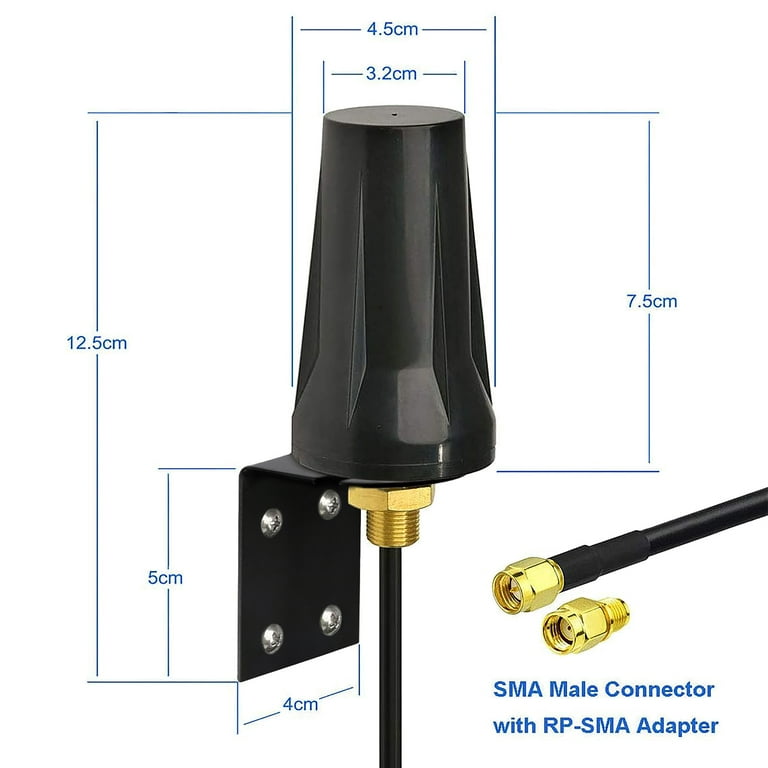 Eightwood 4G LTE Antenna SMA Male Outdoor Wall Mount Waterproof Antenna  Compatible with Verizon AT&T T-Mobile Sprint 4G LTE Router Gateway Modem  Cellular Trail Camera 