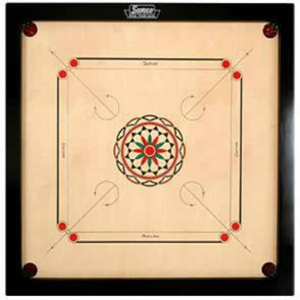 Surco Classic Carrom Board with Coins and Striker, 8mm Full Size - Surco Classic Carrom Board with Coins and Striker, 8mm Full Size -
