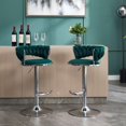 thumbnail image 5 of Tcbosik Upholstered Bar Stools Set of 2, Velvet Fabric Swivel Barstools, 23.6"-32" Height Adjustable Bar Chair with Back for Kitchen, Dining Room, Green, 5 of 9