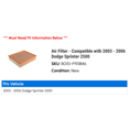 thumbnail image 2 of Air Filter - Compatible with 2003 - 2006 Dodge Sprinter 2500 2004 2005, 2 of 2