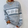 thumbnail image 3 of Women's Knitwear Christmas Snowflakes Half Turtleneck Christmas Sweater, Festive and Warm, Perfect for Holiday Parties and Winter Celebrations,Gray,S, 3 of 6