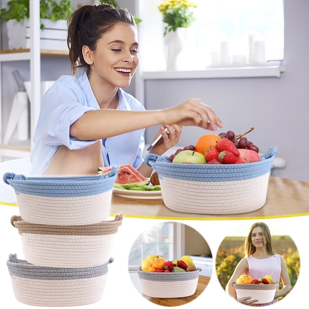 Ganfancp Cesto de Cuerda de Algodón Tejido Cesto de Tela para Organizar y Almacenar, Cesto Pequeño para Ropa Sucia, Almacenamiento de Desorden En La Sala de Estar Ofertas Flash 1X Cesta
