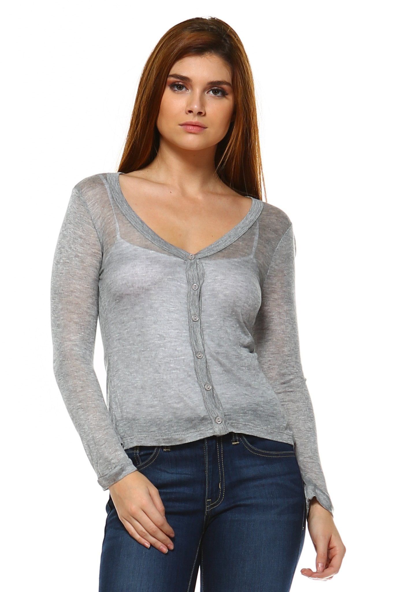 Christine V Christine V Women's Lightweight Sheer Cardigan Heather