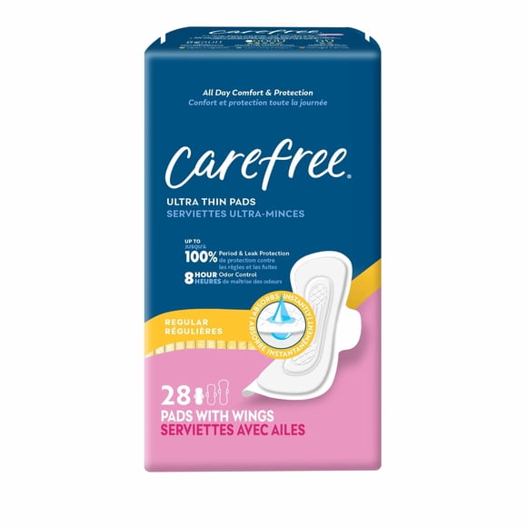 Toallas femeninas Carefree Ultra Thin Regular con alas 28 unidades