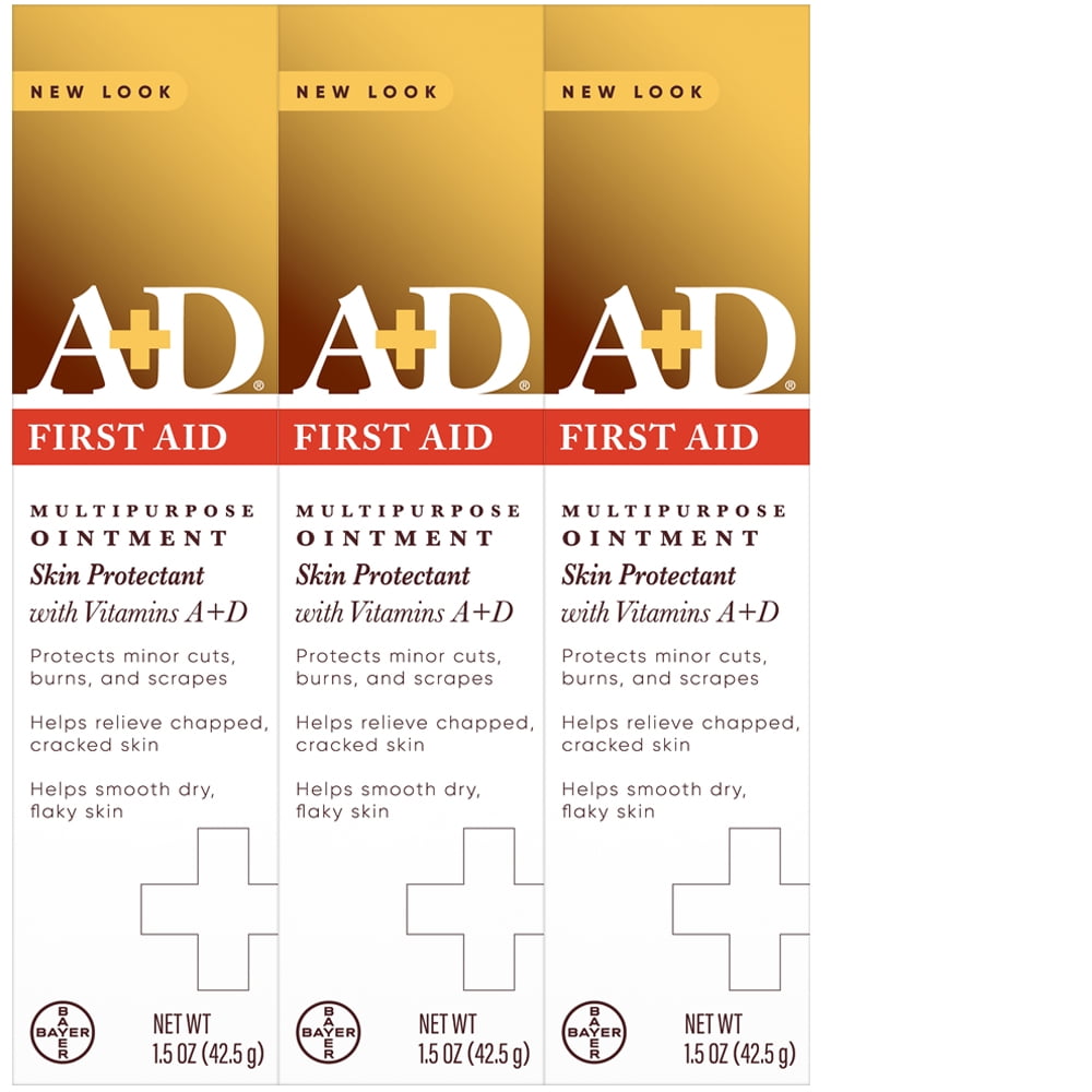 A+D First Aid Ointment, Travel Ready, for Dry Cracked Skin, 1.5 oz, 3 Pk