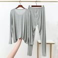 thumbnail image 4 of Mens Modal Pajamas Set Soft Mens Pjs Lounge Sets Lightweight Long Sleeve Sleepwear Soft Nightwear, 4 of 5