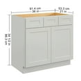 thumbnail image 4 of Miekor Furniture 36"in. W x 21"in. D x 34.5"in. H in Shaker Dove Plywood Ready to Assemble Floor Vanity Sink Base Kitchen Cabinet 36219, 4 of 6