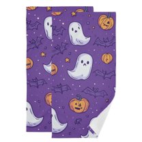 Yayeee Hand Towels for Bathroom Set of 2 Quick Dry Super Absorbent Soft Hand Shower Towels, 28" x 14", Halloween Purple Ghosts