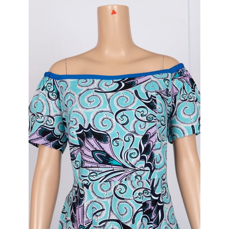 Bintarealwax Ankara African Dresses for Women Traditional Ghana Elegant Short Sleeve High Waist African Print Maxi Dress Africa Clothing Wedding