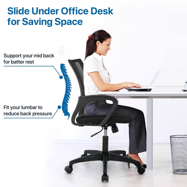 NiamVelo Mid-Back Mesh Office Chair, Black photo 4