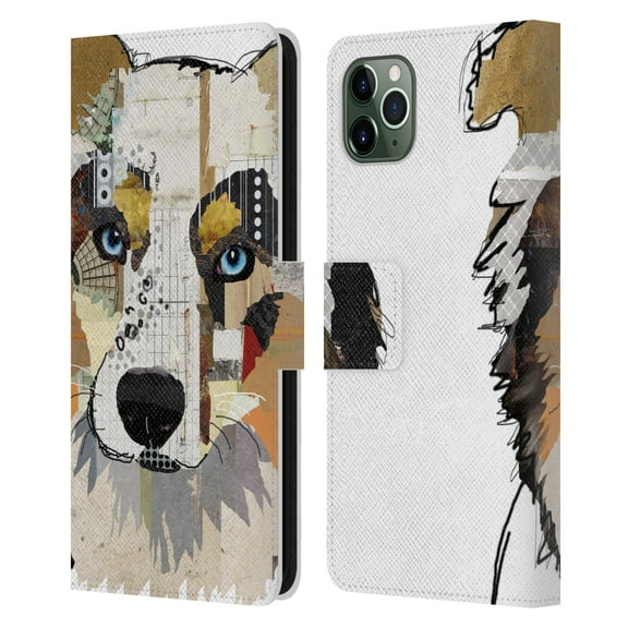 Head Case Designs Officially Licensed Michel Keck Dogs 3 Australian Shepherd Leather Book Wallet Case Cover Compatible with Apple iPhone 11 Pro Max