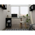 thumbnail image 2 of Manhattan Comfort Hampton Mid Century Modern Home Office Desk Table with 3 Cubby Spaces, 53.54, Black, 2 of 5
