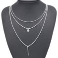 thumbnail image 3 of Collar multicapa colgante de 3 niveles cadena larga accesorios para mujer (plata), 3 of 4