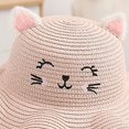 thumbnail image 2 of Conjunto de bolsa de sombrero de paja para niños y niñas (rosa), lindo sombrero de sombrilla con flores, sombrero de paja, sombrero de playa con bolsa de paja, sombrero protector solar, 2 of 5