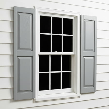 12 W x 51 H EverColor Raised Panel Exterior Vinyl Shutters w/Installation Shutter-Lok s & Matching Screws (Per Pair) Platinum