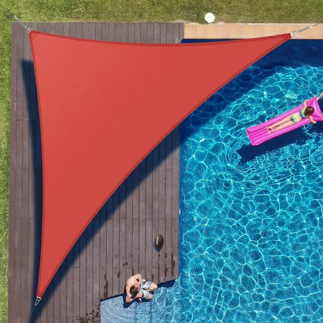 ColourTree 19' x 22' x 29.1' Red Right Triangle Sun Shade Sail Canopy Mesh Fabric UV Block & Water Air Permeable - Commercial Heavy Duty - 190 GSM - 3 Years Warranty - Custom Make