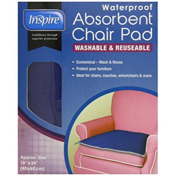 Inspire Washable Waterproof Chair Pad for Incontinence, Blue, 18 Inches x  24 Inches