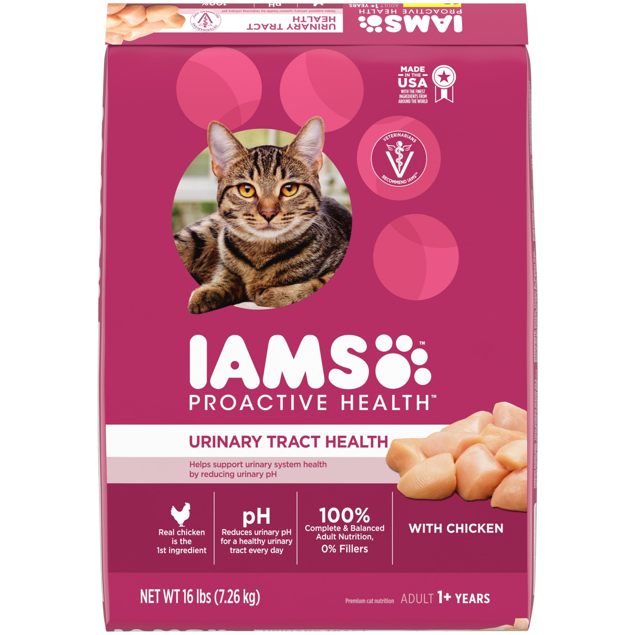 Bundle: IAMS PROACTIVE HEALTH Urinary Tract Health Dry Cat Food with Chicken, 16 lb. Bag & IAMS PERFECT PORTIONS Indoor Grain Free* Wet Cat Food Pate Variety Pack, Salmon & Turkey, 2.6 oz. Trays