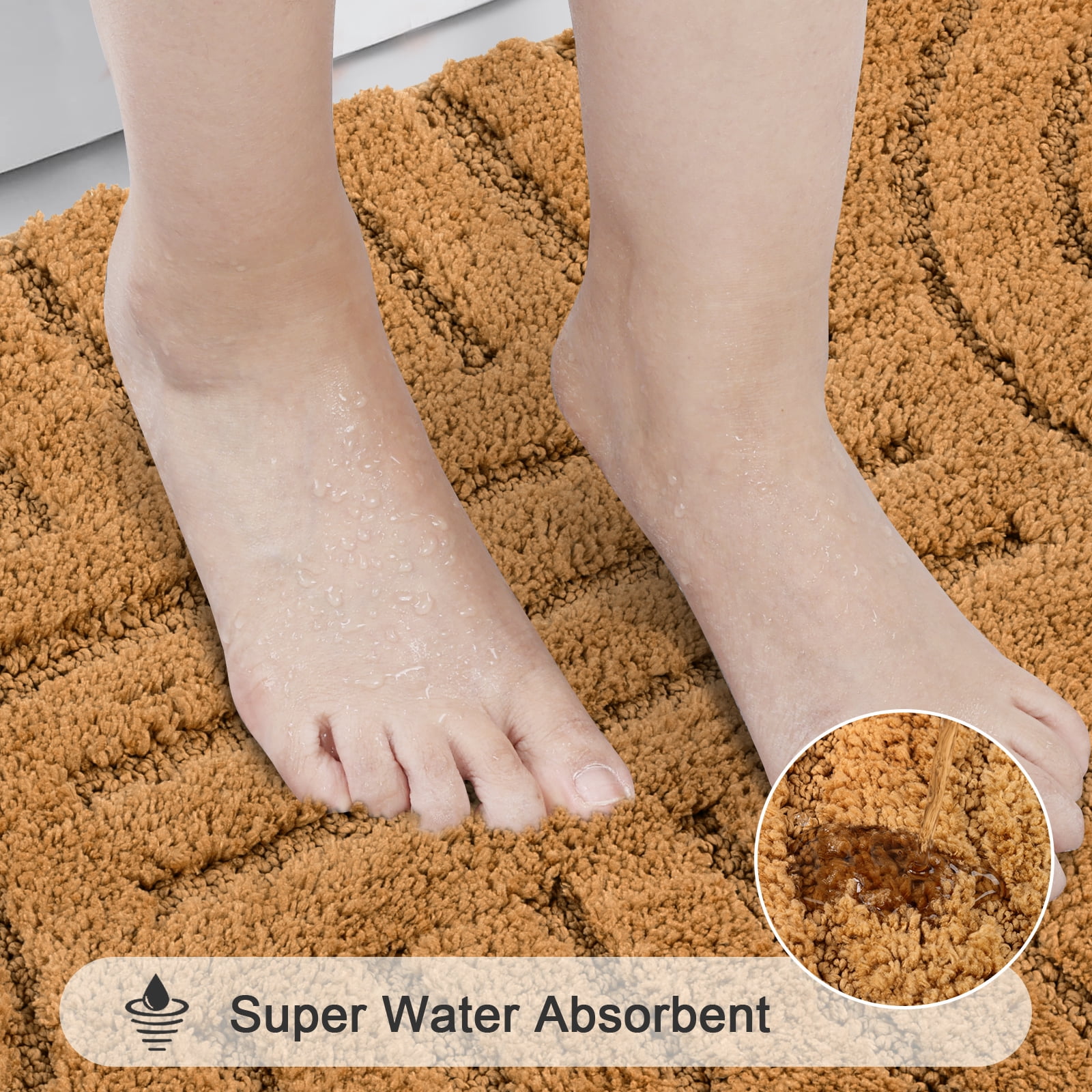 Bathroom Rugs Sets 3 Piece, Soft Absorbent Microfiber Bath Mats and U-Shaped Contour Toilet Rug, Plush Shaggy Bath Mat Set for Bathroom