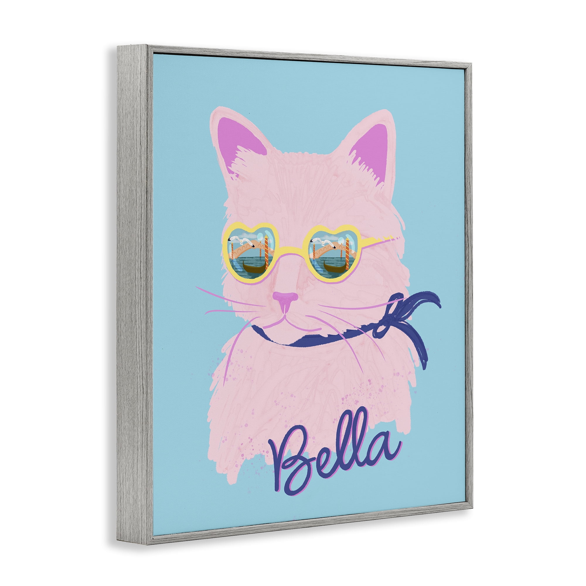 Stupell Industries Cool Cat Bella Gray Framed Giclee Art, design by Steffanie Pisula