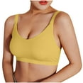 thumbnail image 5 of Mrat Sport Bras for Women Womens Seamless Ribbed Sports Bra Suspender Strap Bra Padded Slim Fitting Bras Underwear Gathered Suspender Bralettes Plus Size Sports Bra S-201 Yellow L, 5 of 5